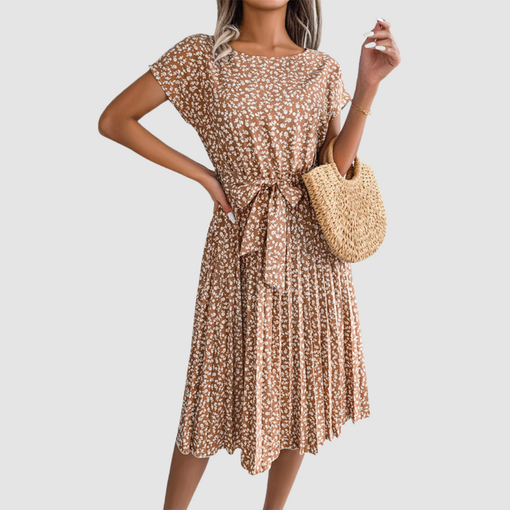 Lina Short Sleeve Floral A-Line Dress