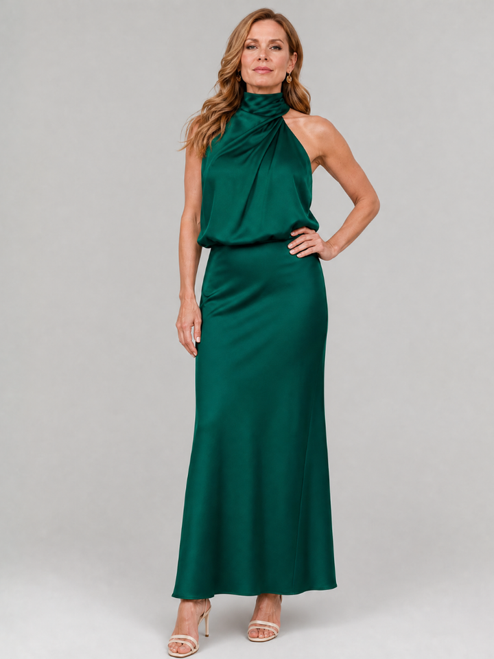 Nopal Sleeveless Draped Neck Midi Dress