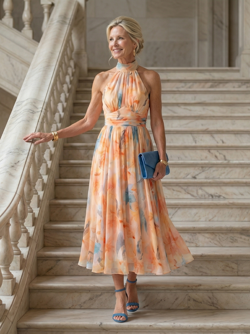 Elin Soft Halter Midi Dress