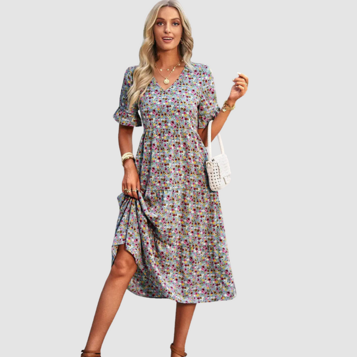 Thalia V-Neck Floral Dress