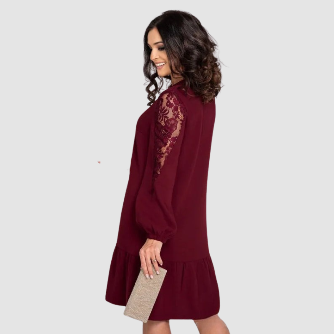 Mina Elegant Lace Sleeve Midi Dress