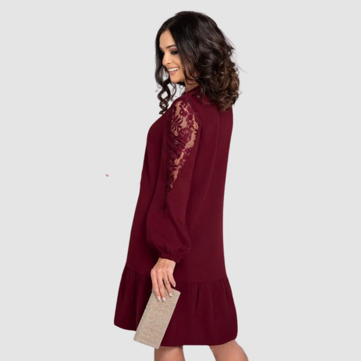 Mina Elegant Lace Sleeve Midi Dress