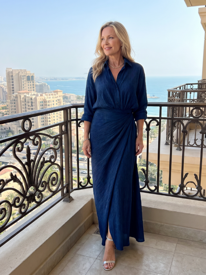 Mirque Long Sleeve Wrap Front Maxi Dress