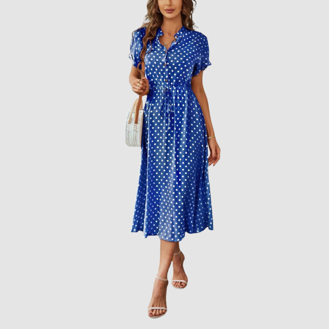 Kristen Elegant Polka Dot Midi Dress