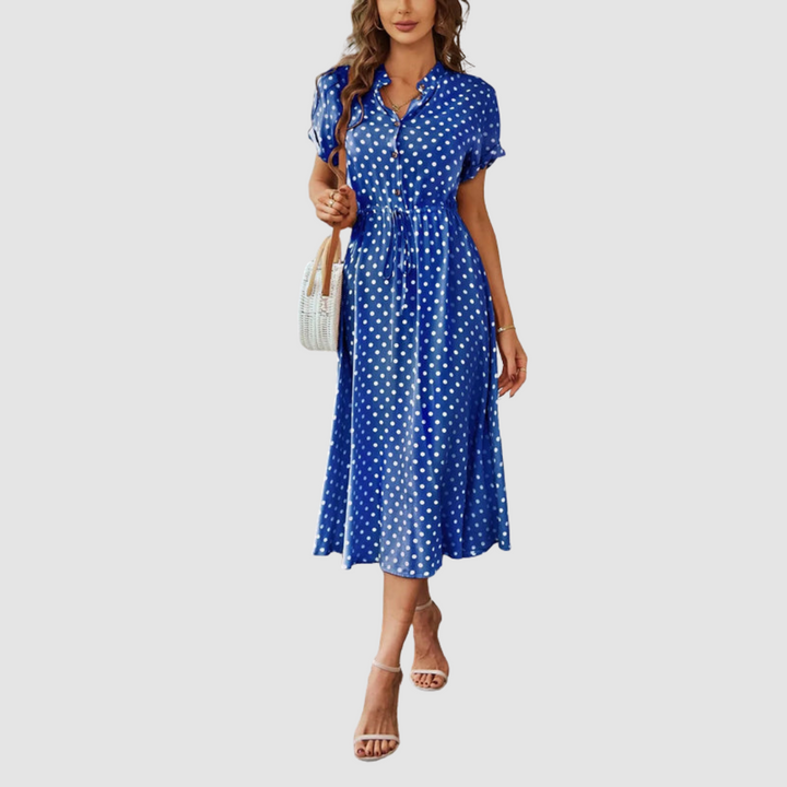 Kristen Elegant Polka Dot Midi Dress