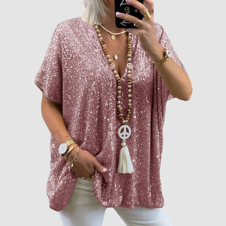 Fayne V-Neck Sequin Top
