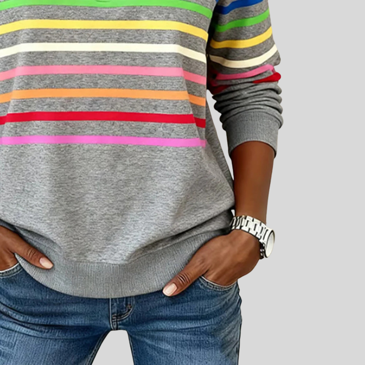 Prismette | Colorful Striped Quarter-Zip Sweatshirt
