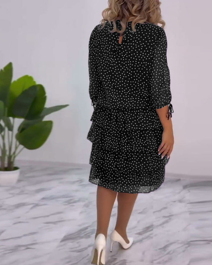 Claire Elegant Layered Polka Dot Dress