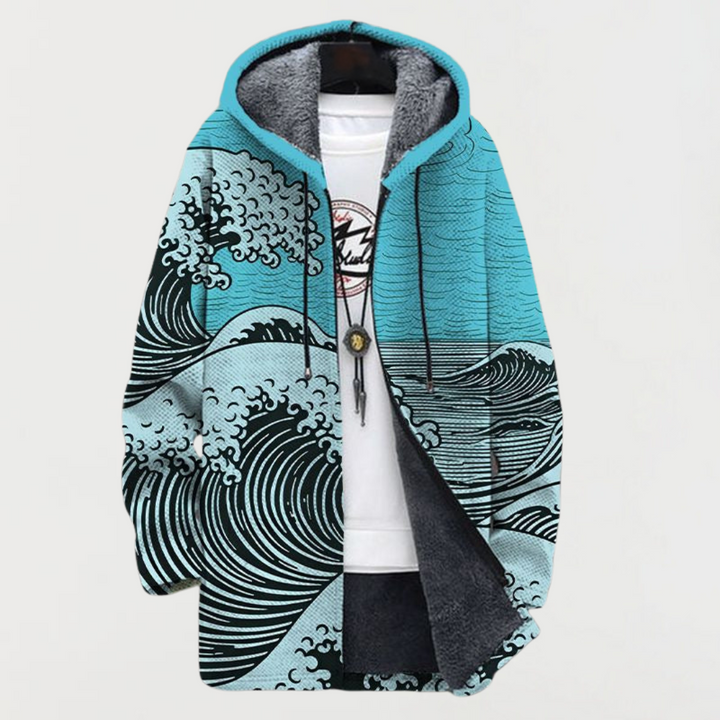 Cardigan with Wave Pattern