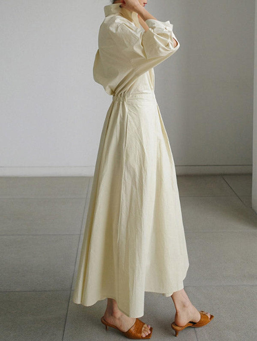 Elsie Elegant Button Lapel Midi Dress