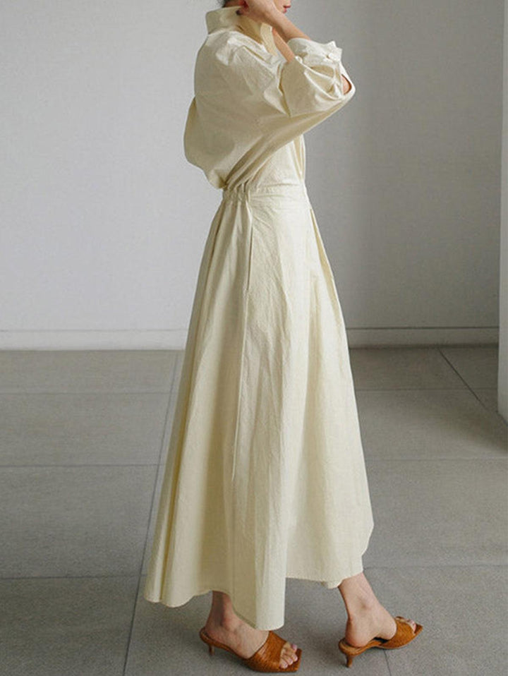 Elsie Elegant Button Lapel Midi Dress