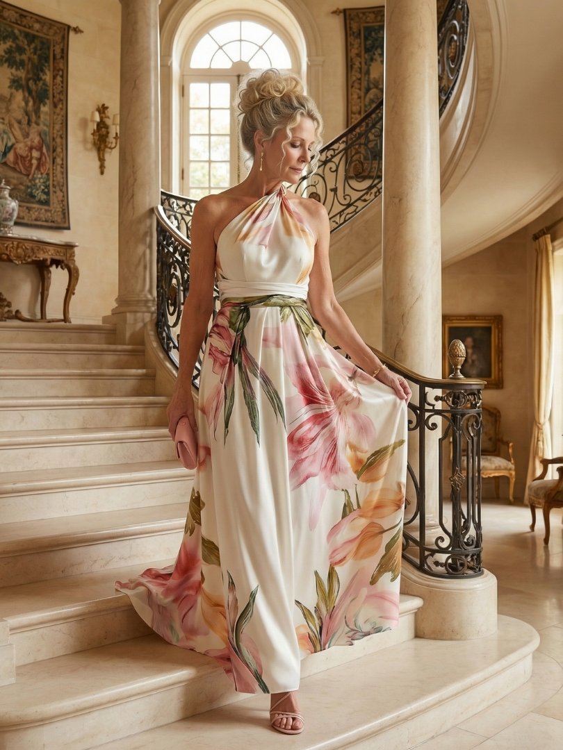 Amiel Light Floral Maxi Dress