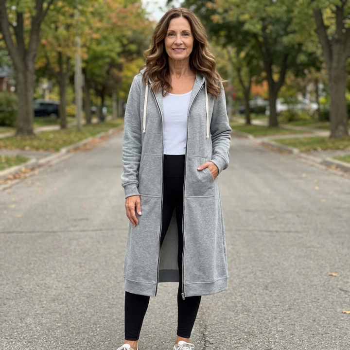 BRIXLEY – Relaxed Zip-Up Longline Cardigan