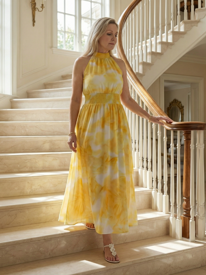 Sylin Gathered Halter Midi Dress