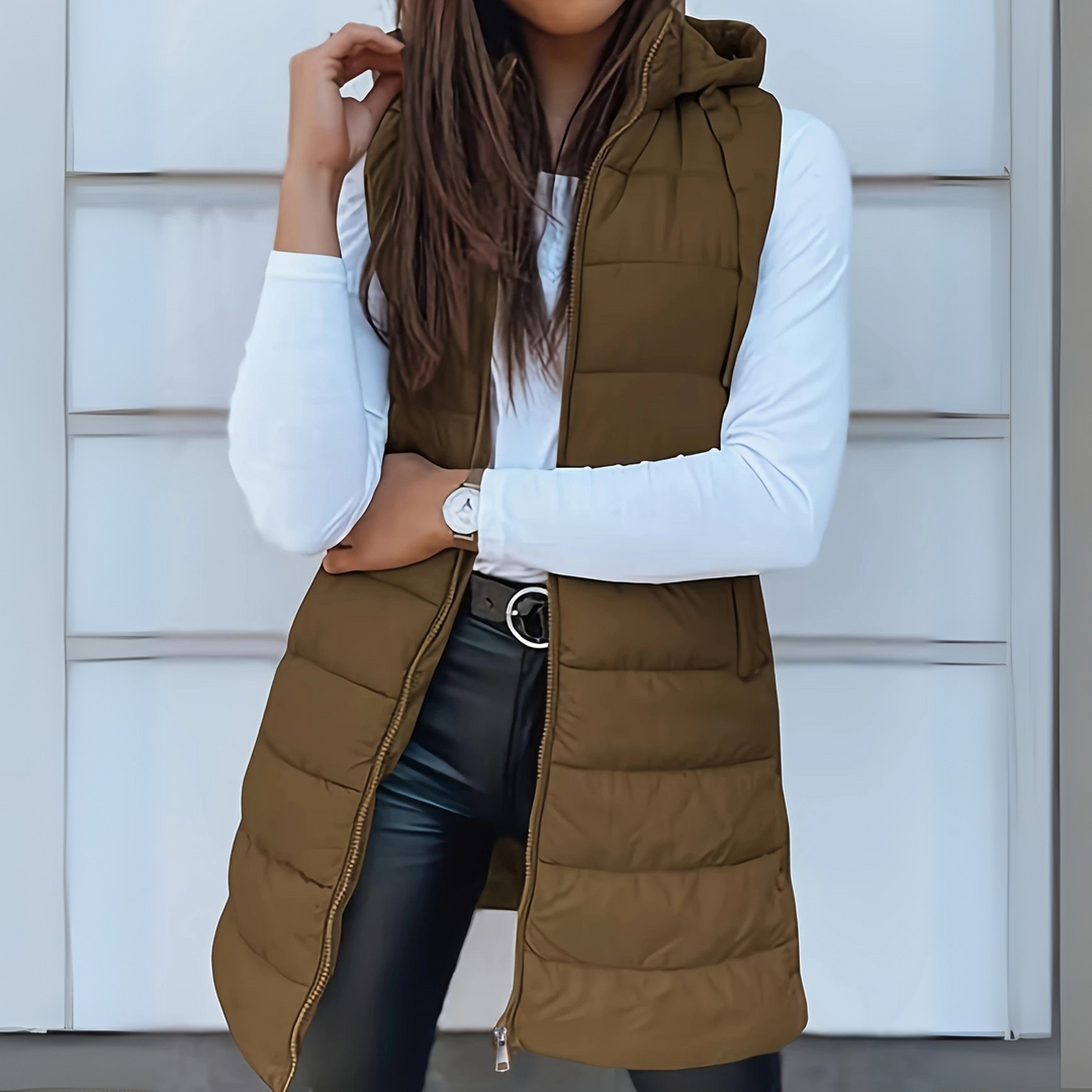 Mitchelle Casual Long Sleeveless Puffer Vest