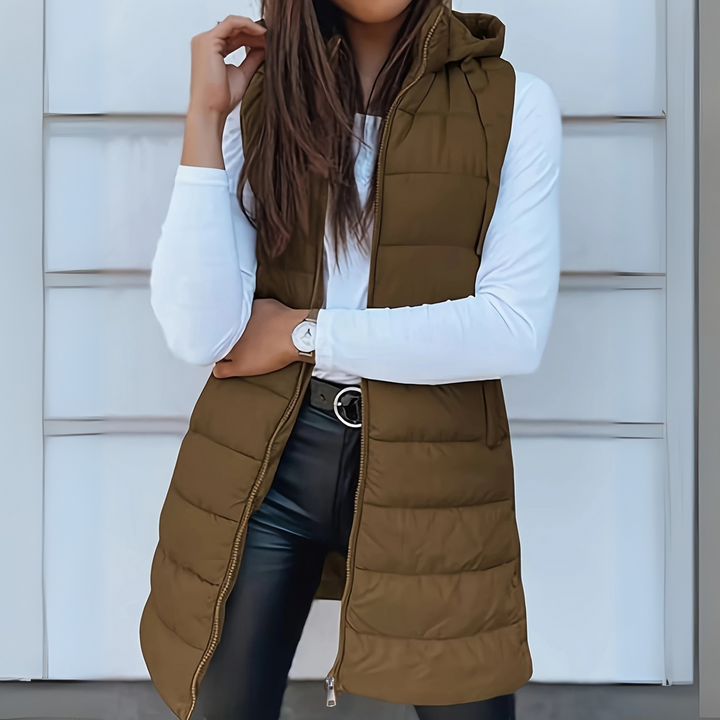 Mitchelle Casual Long Sleeveless Puffer Vest