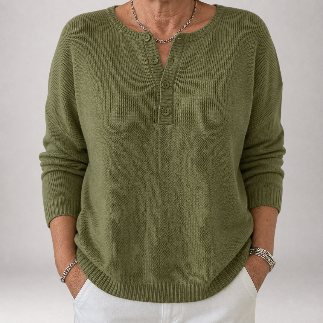 Faylinn | Button Henley Knit Sweater