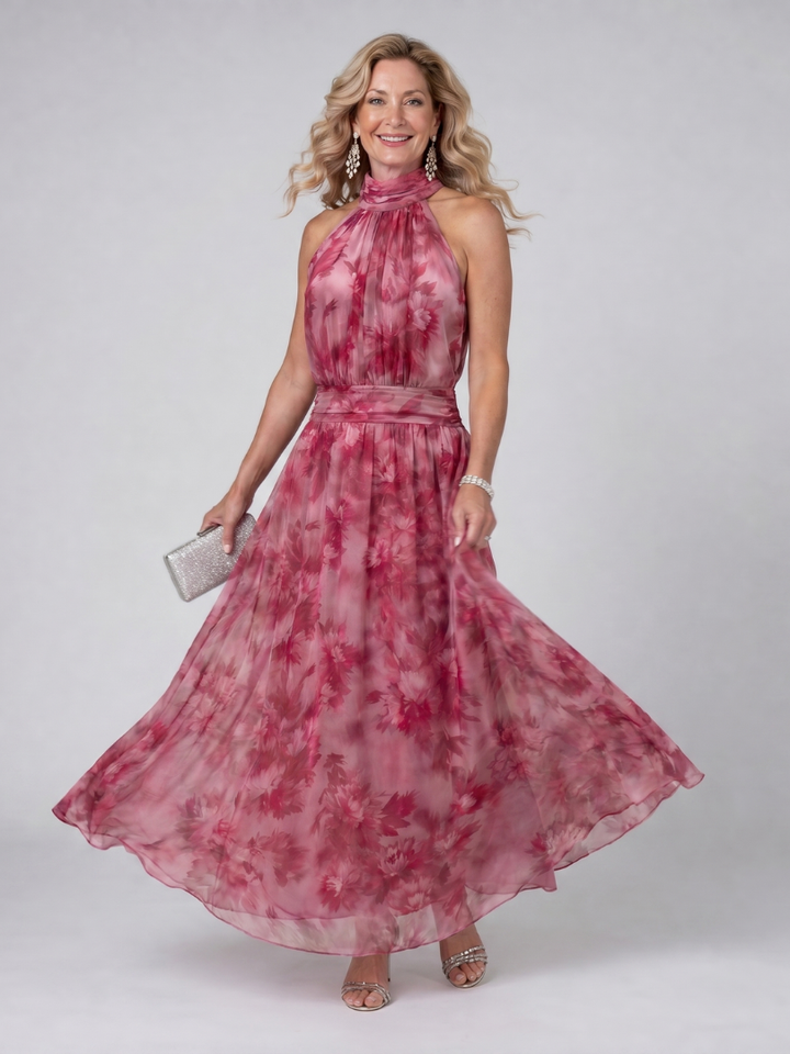 Avien Soft Halter Neck Midi Dress