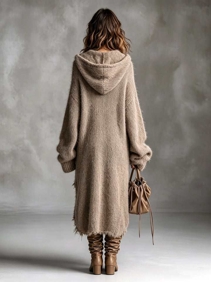 Sophia | Fuzzy Knit Hooded Oversized Dress