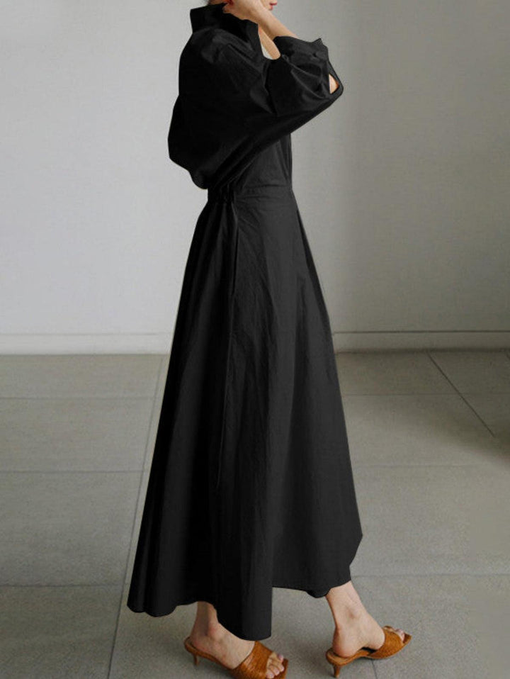 Elsie Elegant Button Lapel Midi Dress