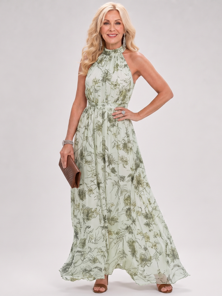 Guinevere Floral Print Flowing Skirt Midi Dress