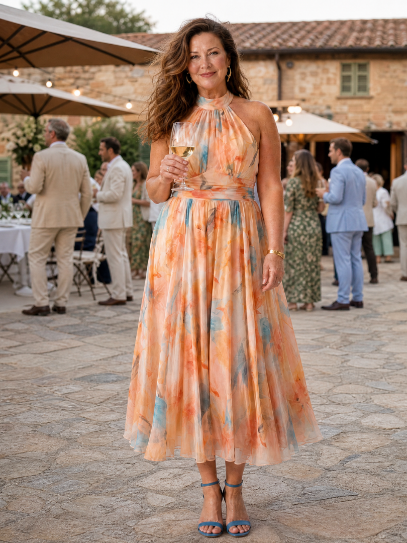Elin Soft Halter Midi Dress