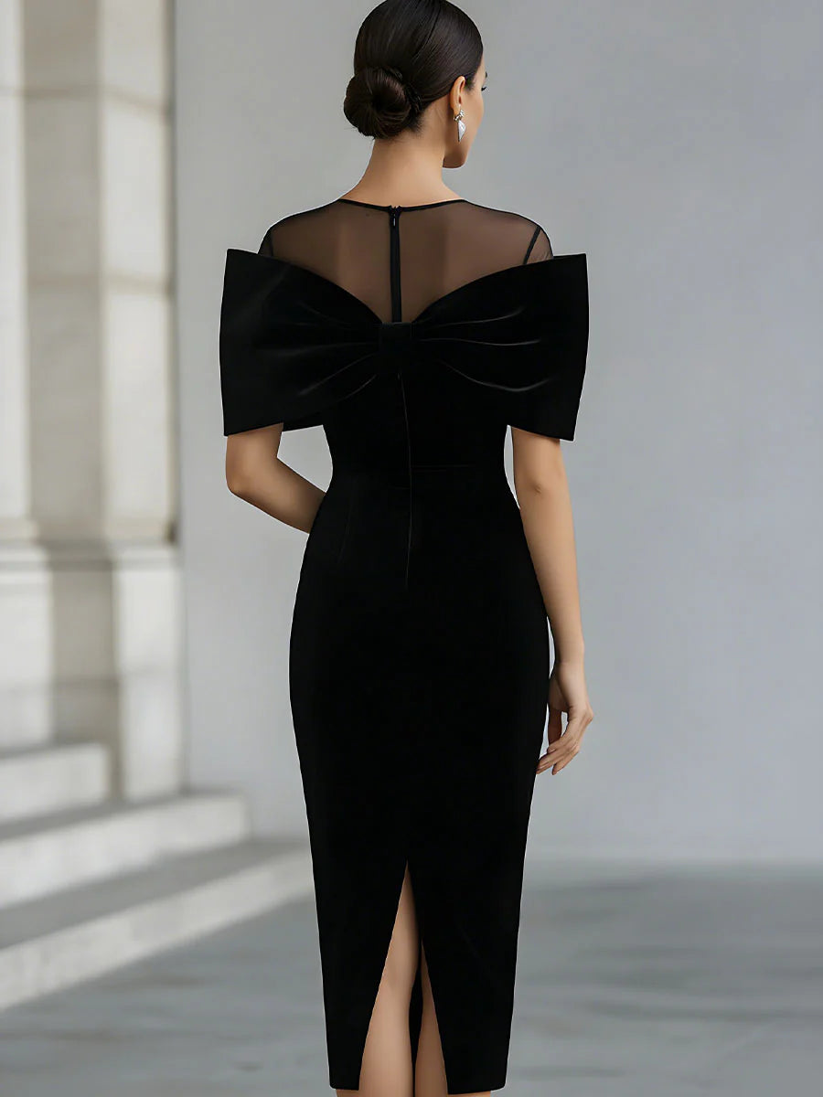 Raina Elegant Suede Midi Dress