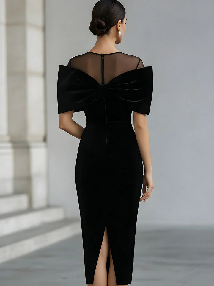 Raina Elegant Suede Midi Dress
