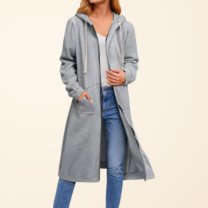 BRIXLEY – Relaxed Zip-Up Longline Cardigan