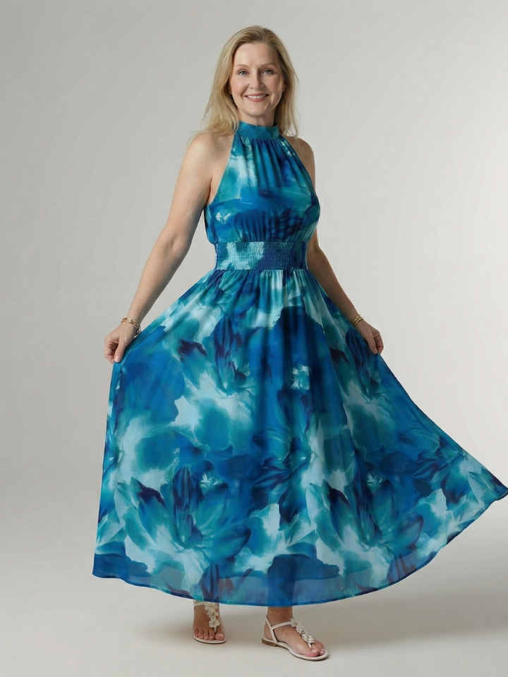Sylin Gathered Halter Midi Dress