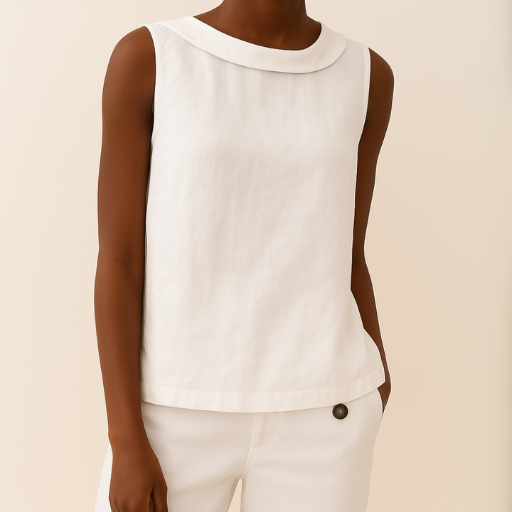 Maria | Sleeveless Roll Collar Top