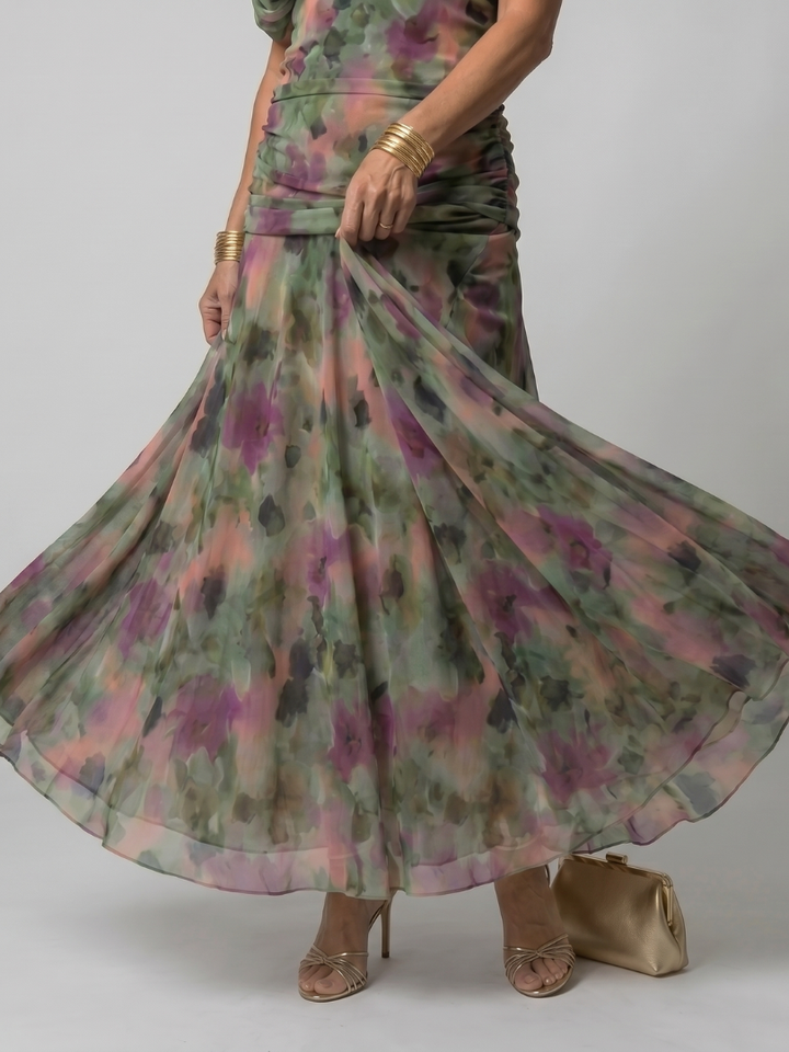 Calen Off Shoulder Flow Midi Dress