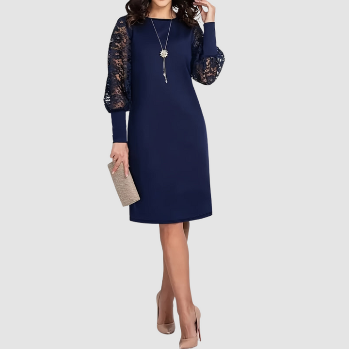 Dolly Elegant Floral Lace-Trimmed Dress