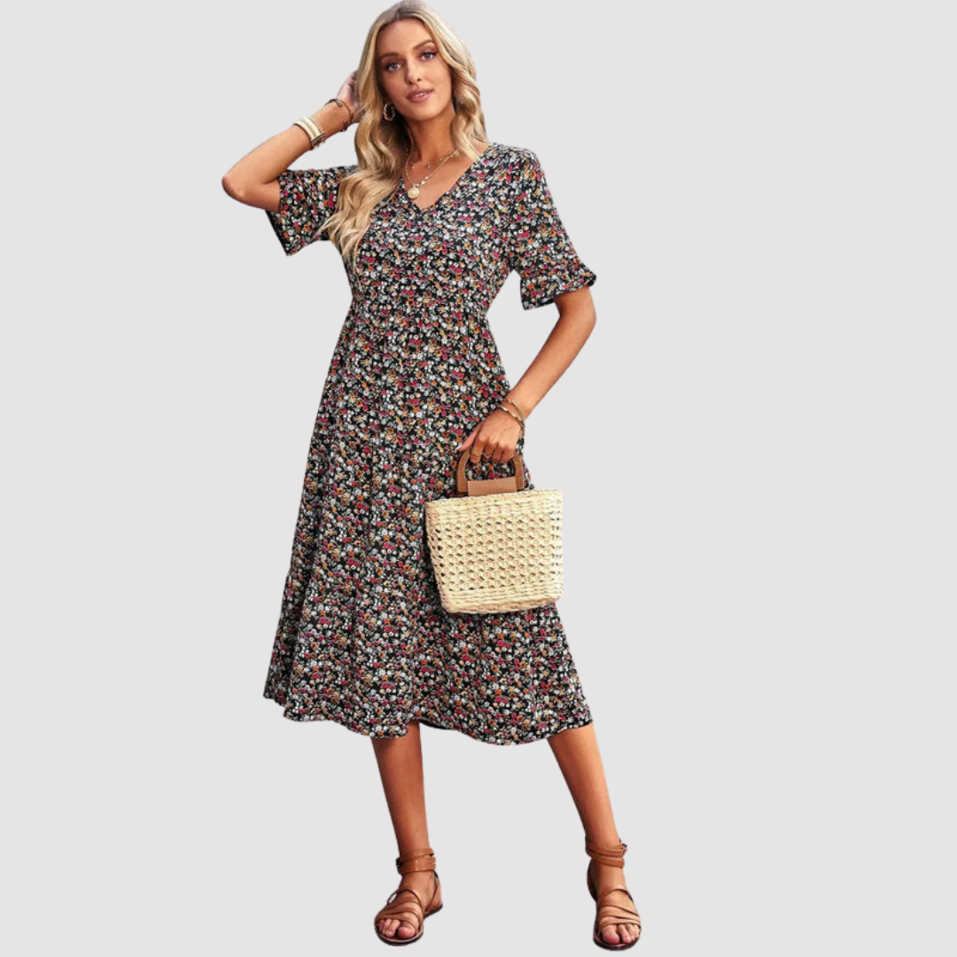 Thalia V-Neck Floral Dress