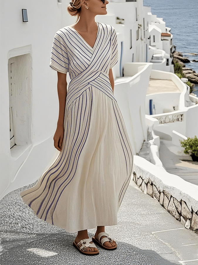 Sabrinah Elegant Loose striped maxi dress