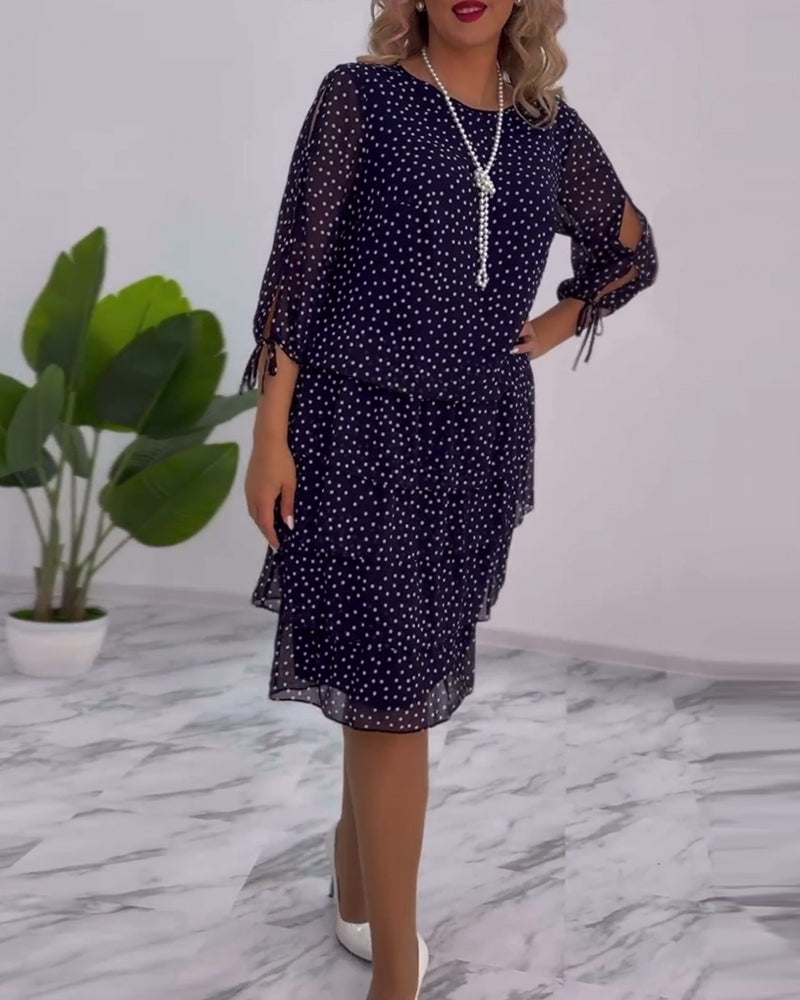 Claire Elegant Layered Polka Dot Dress