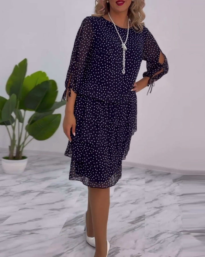 Claire Elegant Layered Polka Dot Dress