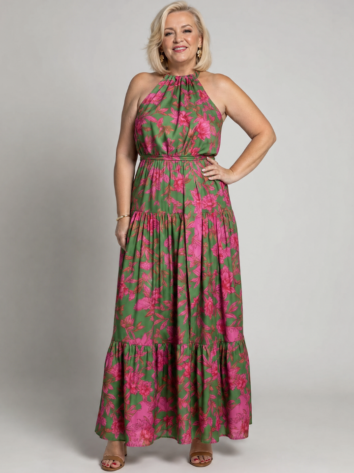 Rowen Draped Halter Midi Dress