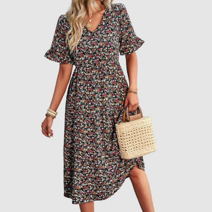 Thalia V-Neck Floral Dress