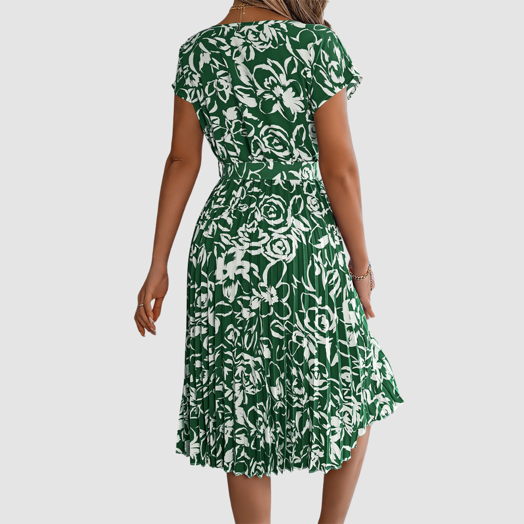 Rosie Elegant Floral Pleated Dress