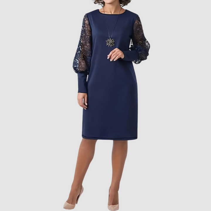 Dolly Elegant Floral Lace-Trimmed Dress