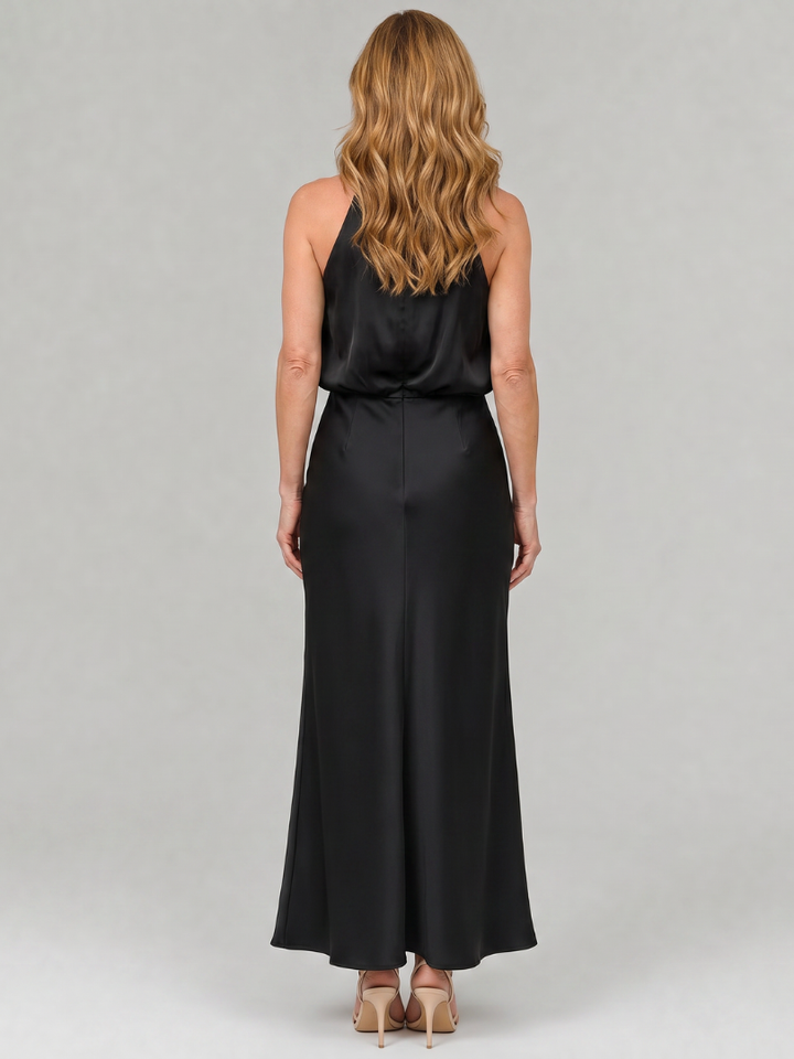 Nopal Sleeveless Draped Neck Midi Dress