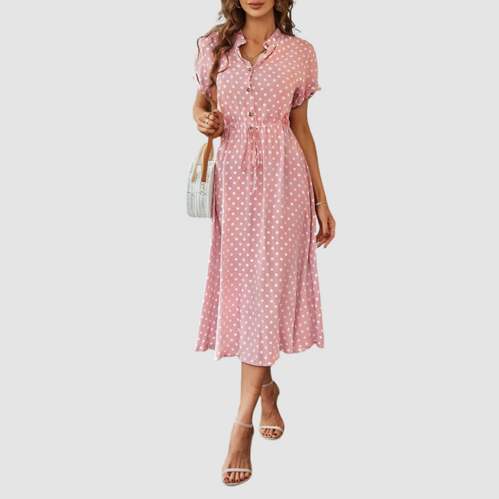 Kristen Elegant Polka Dot Midi Dress