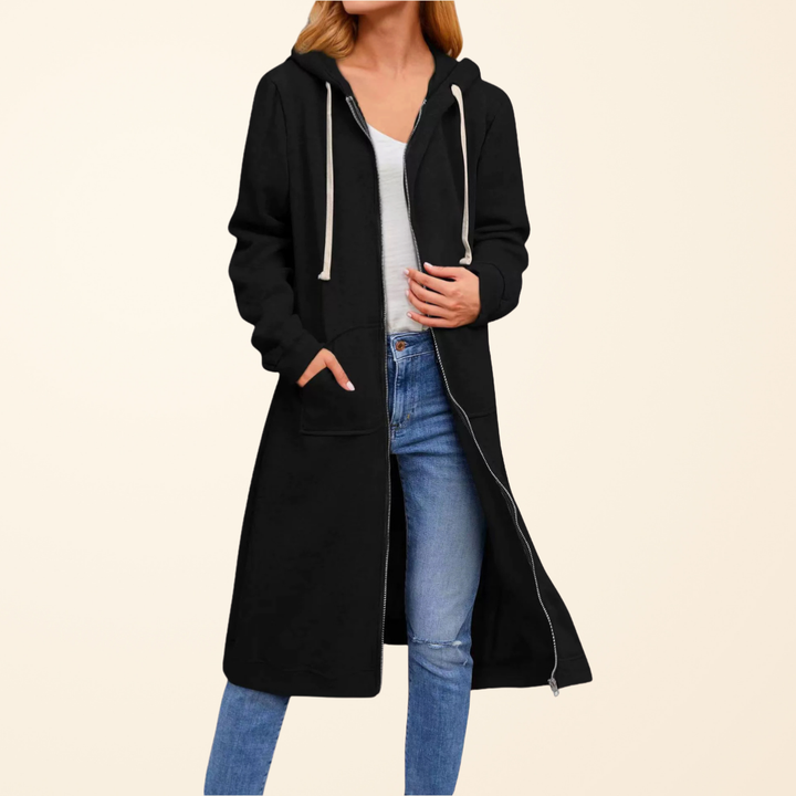 BRIXLEY – Relaxed Zip-Up Longline Cardigan