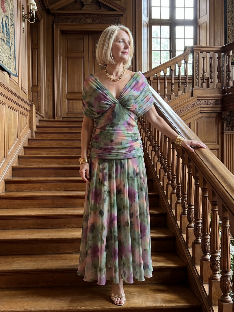 Calen Off Shoulder Flow Midi Dress