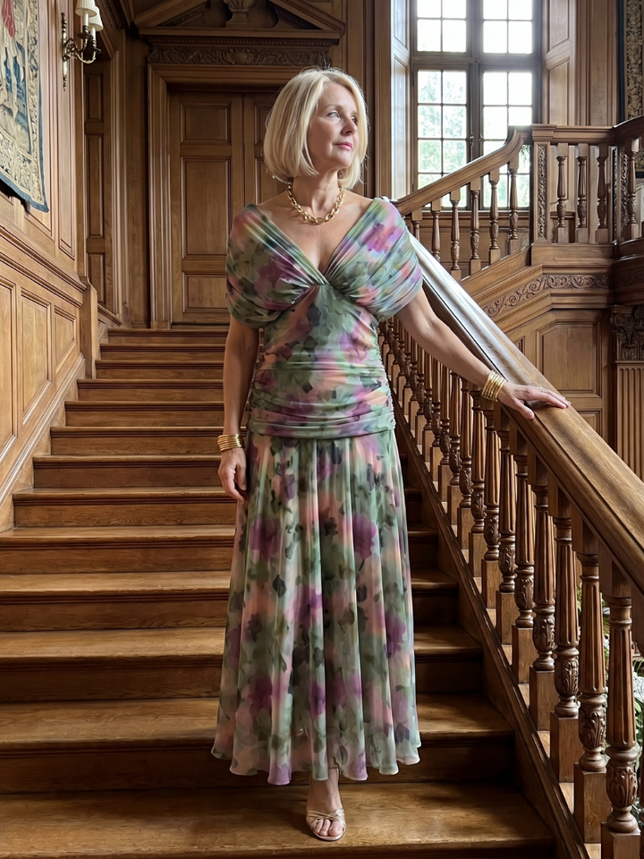 Calen Off Shoulder Flow Midi Dress