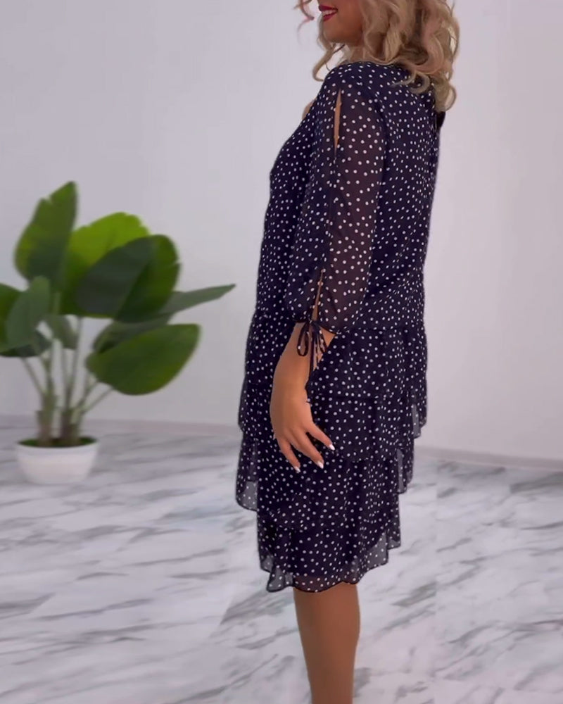 Claire Elegant Layered Polka Dot Dress