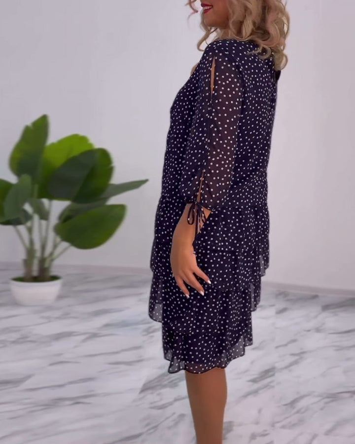 Claire Elegant Layered Polka Dot Dress