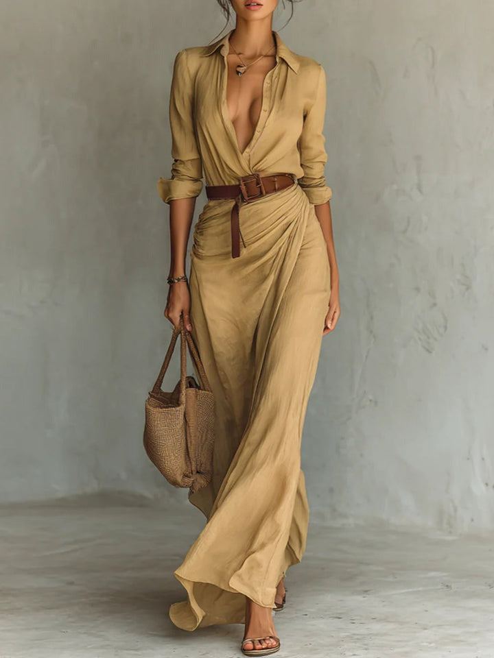 Gwen Elegant Casual Shirt Dress + FREE Belt