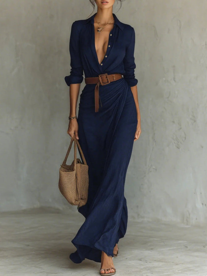 Gwen Elegant Casual Shirt Dress + FREE Belt